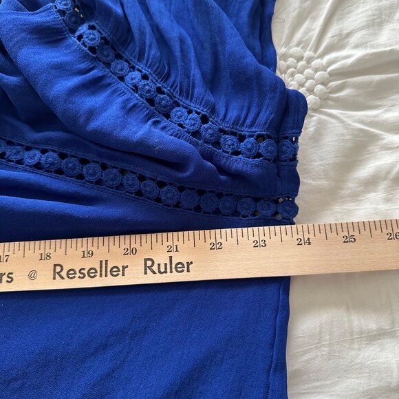 INC Womens Blue Ruffled Bell Sleeve Top Size 2X Peasant Blouse Hippie Boho - Picture 7 of 9